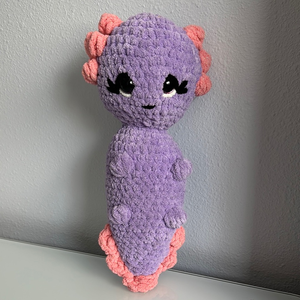Crochet Purple and Pink Baby Axolotl